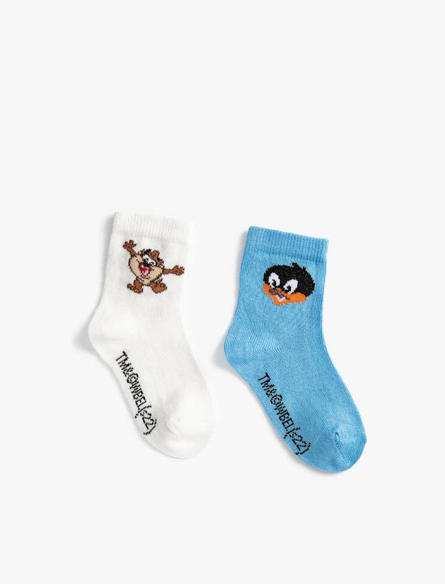 Erkek Bebek 2'li Daffy Duck ve Taz Baskılı Çorap Lisanslı