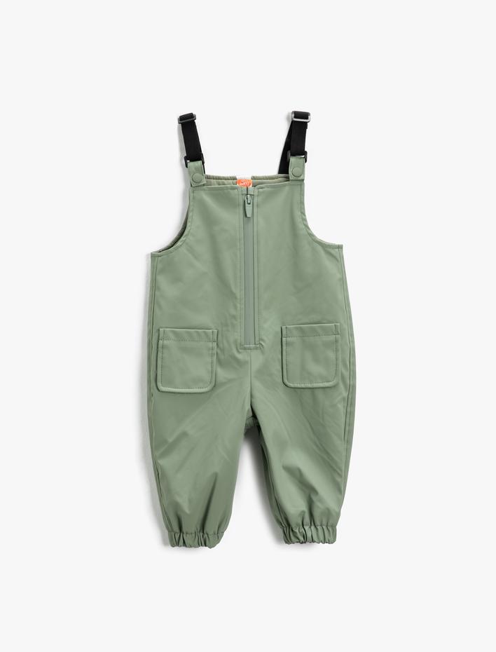 Kız Bebek Yağmur Tulumu Su Geçirmez Kauçuk Kaplamalı Askılı