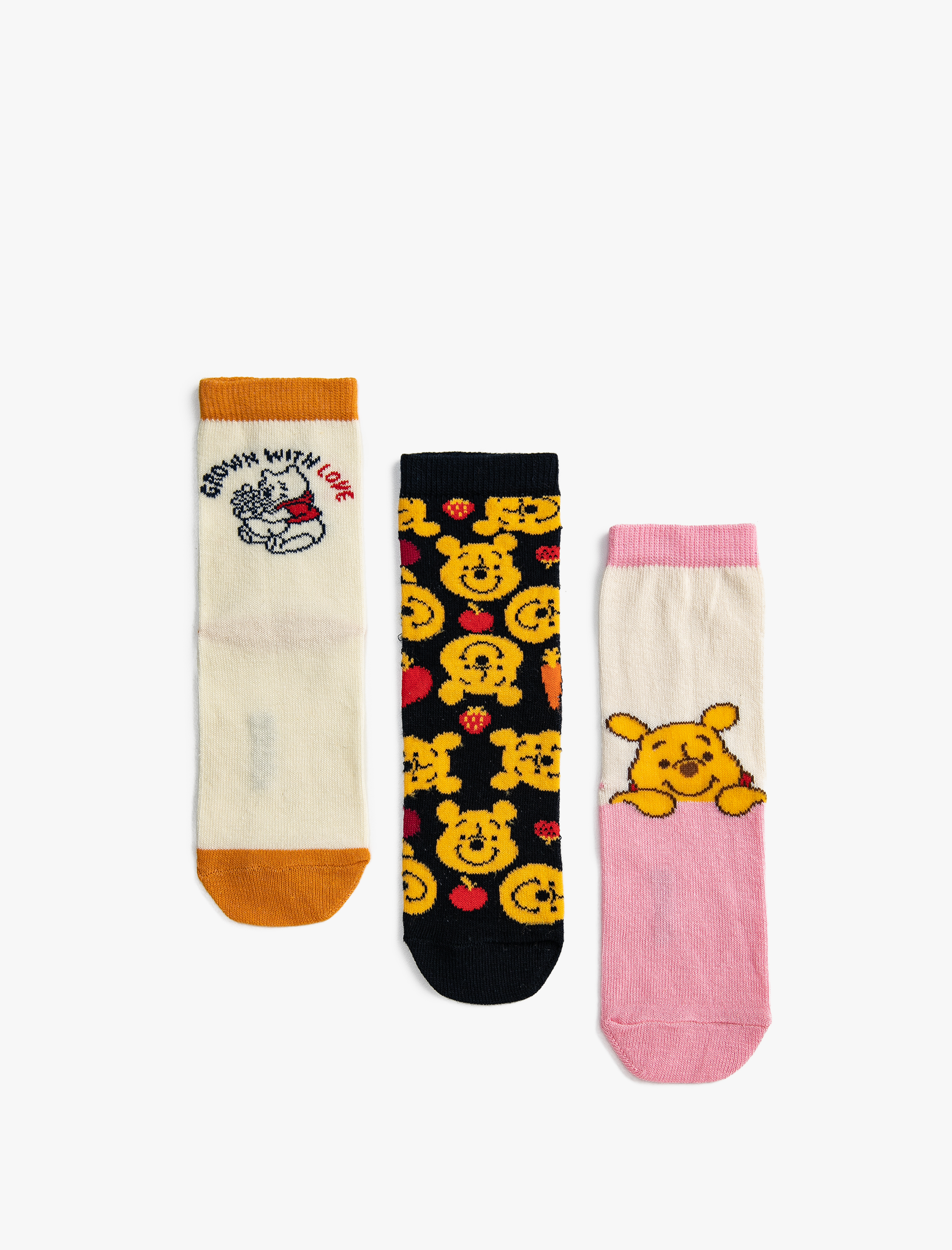  Kız Çocuk 3’lü Winnie The Pooh Baskılı Çorap Seti Lisanslı
