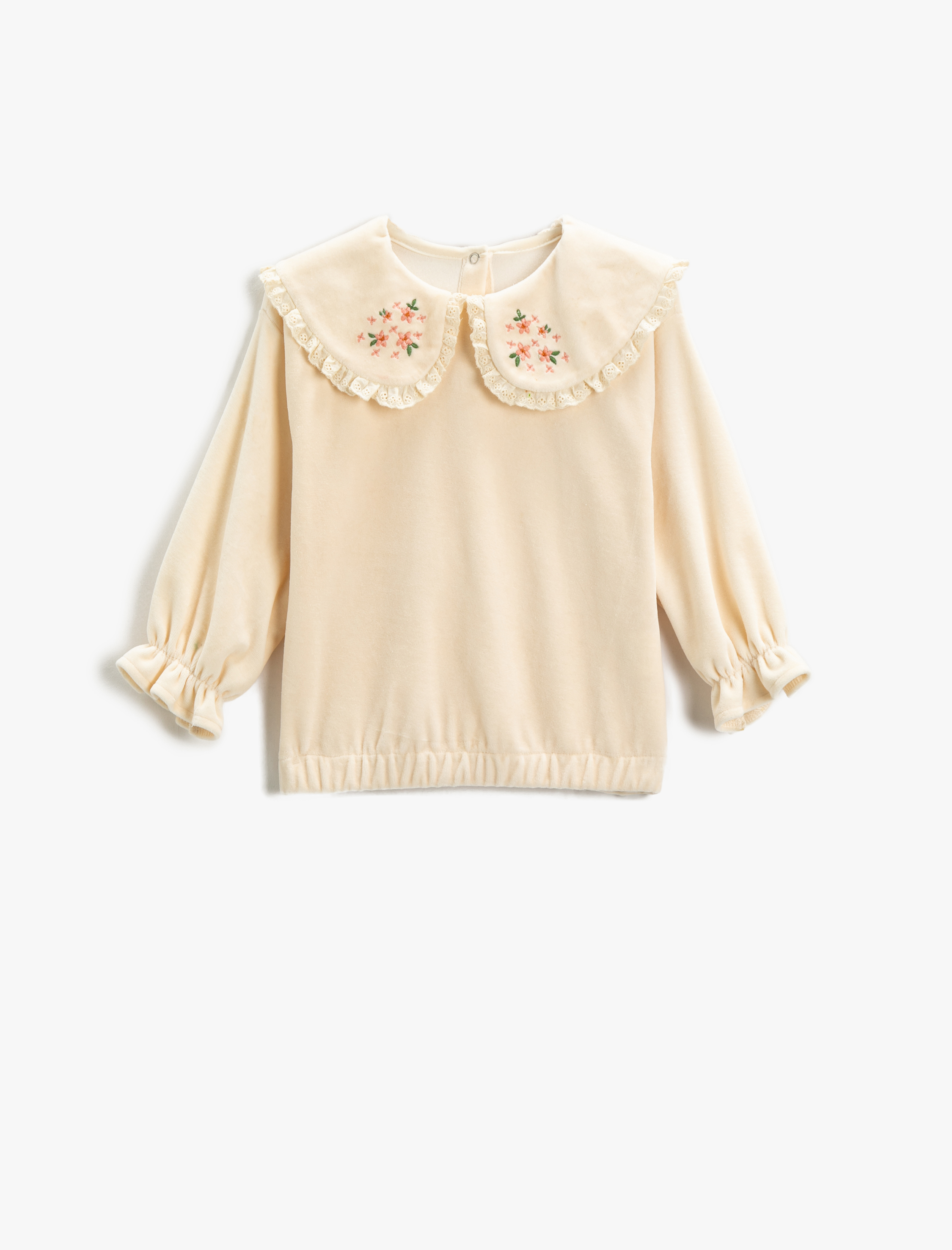  Kız Bebek Bebe Yaka İşleme Detaylı Bluz