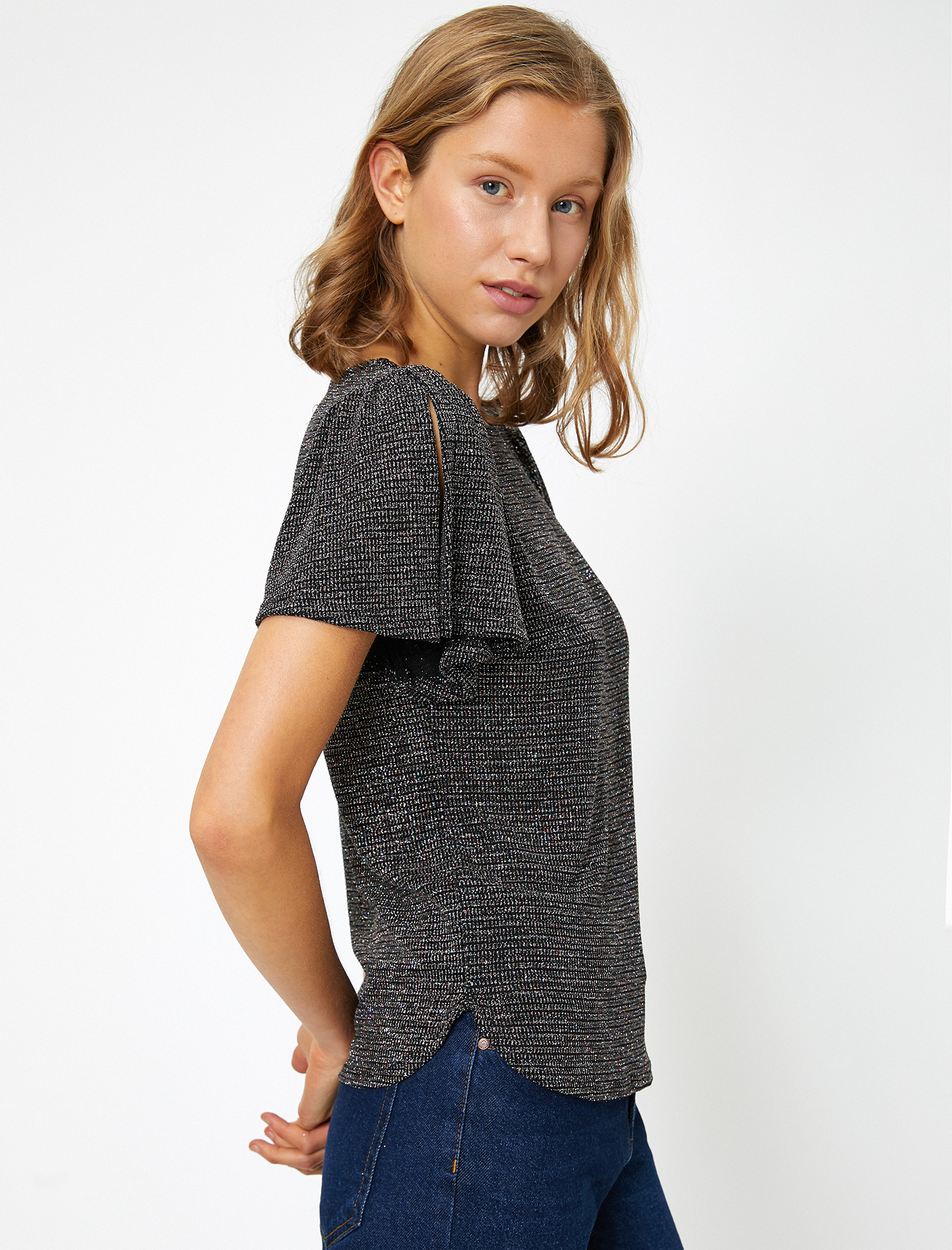 Kol Detaylı Abiye Bluz