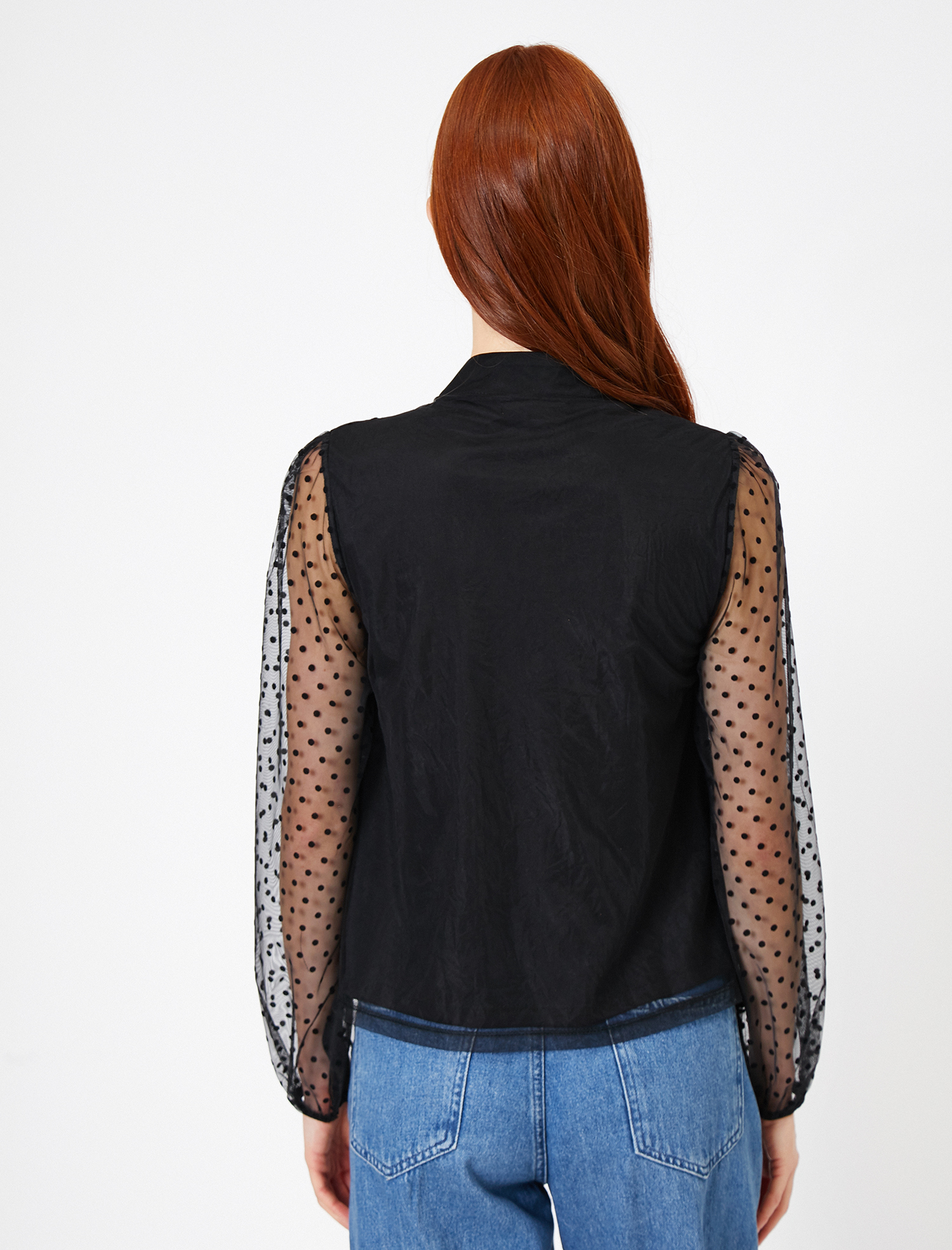   Tül Detaylı Abiye Bluz