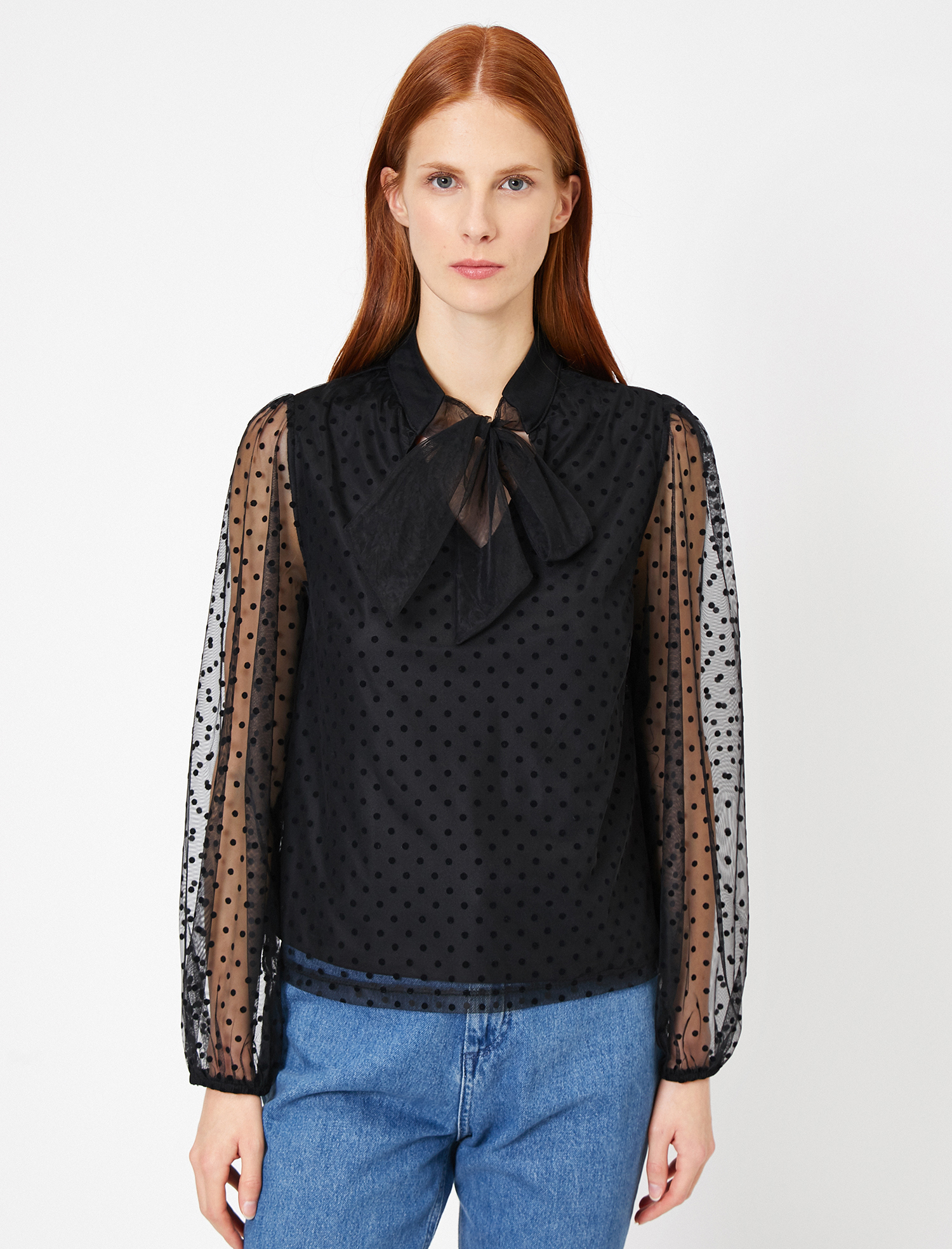   Tül Detaylı Abiye Bluz