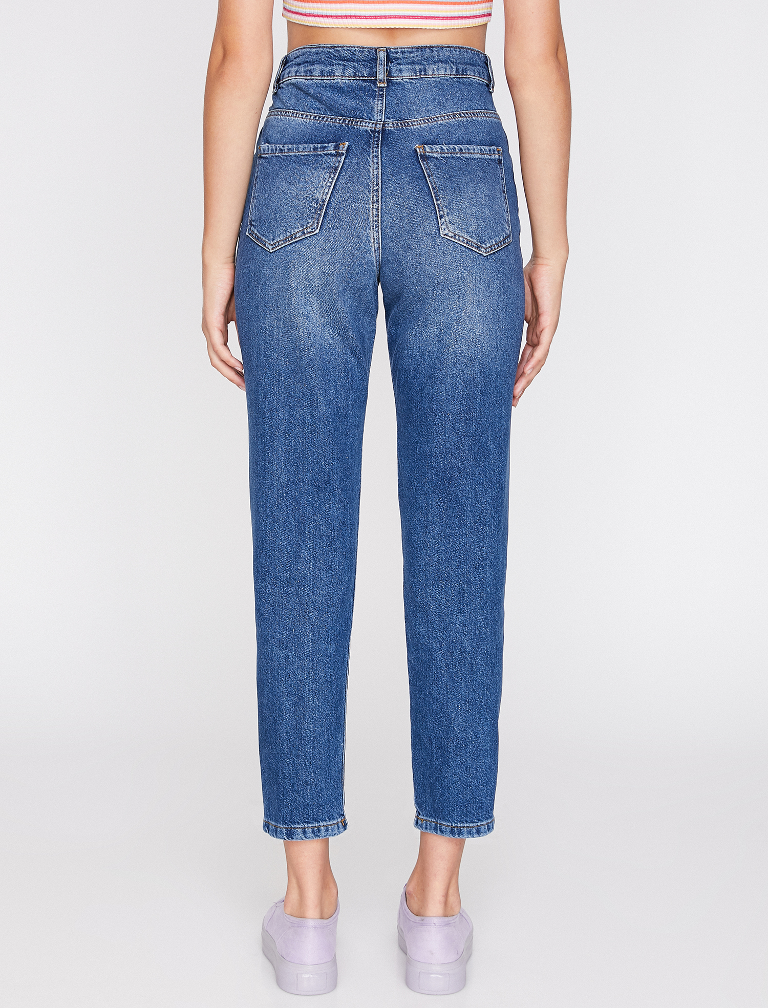   Mom Jean - Yüksek Bel Rahat Kesim Dar Paça Pantolon