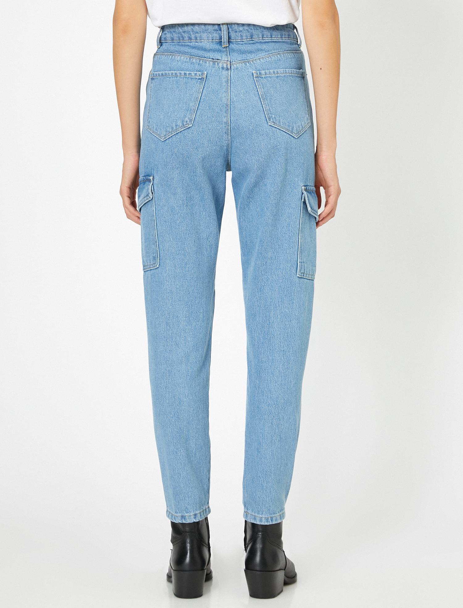   Cargo Jean - Yüksek Bel Rahat Kesim Kargo Cep Detaylı Pantolon