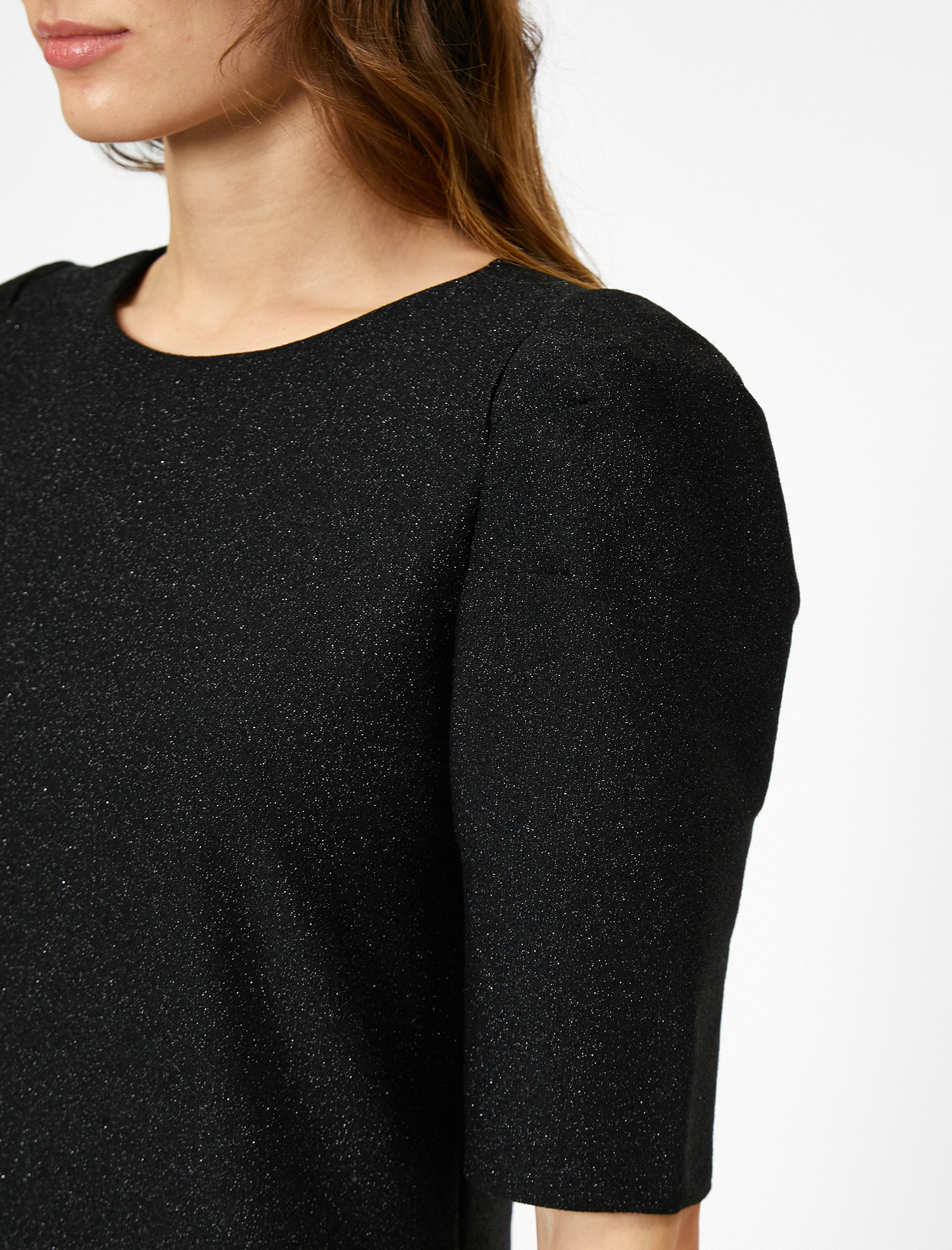   Simli Bisiklet Yaka Midi Elbise