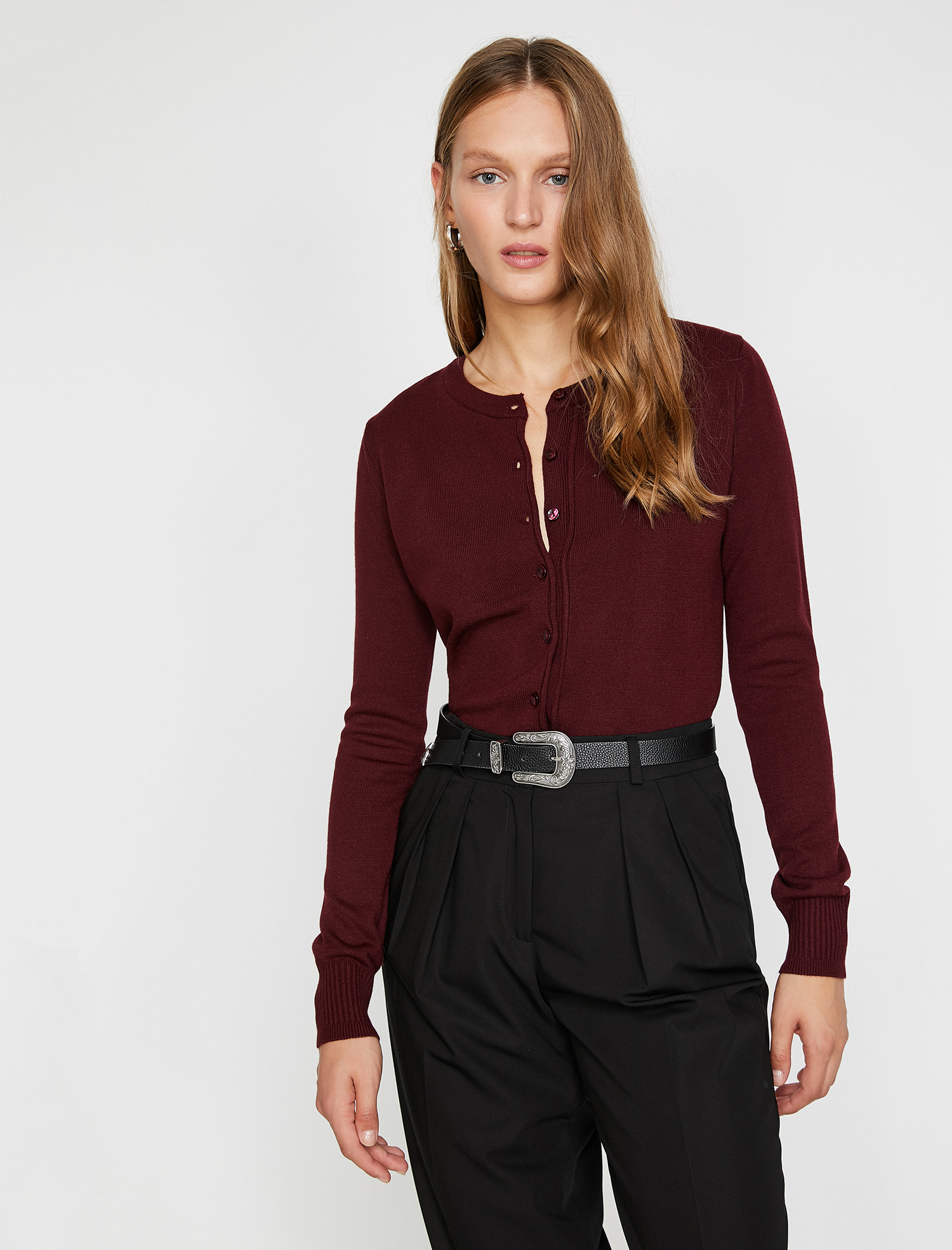 Düğme Detaylı Triko Hırka