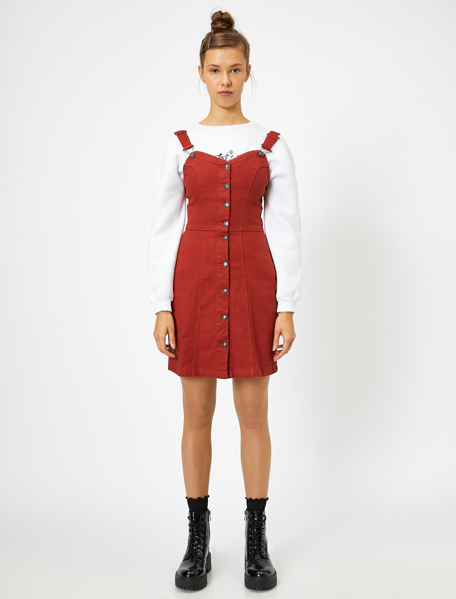   Düğme Detaylı Elbise