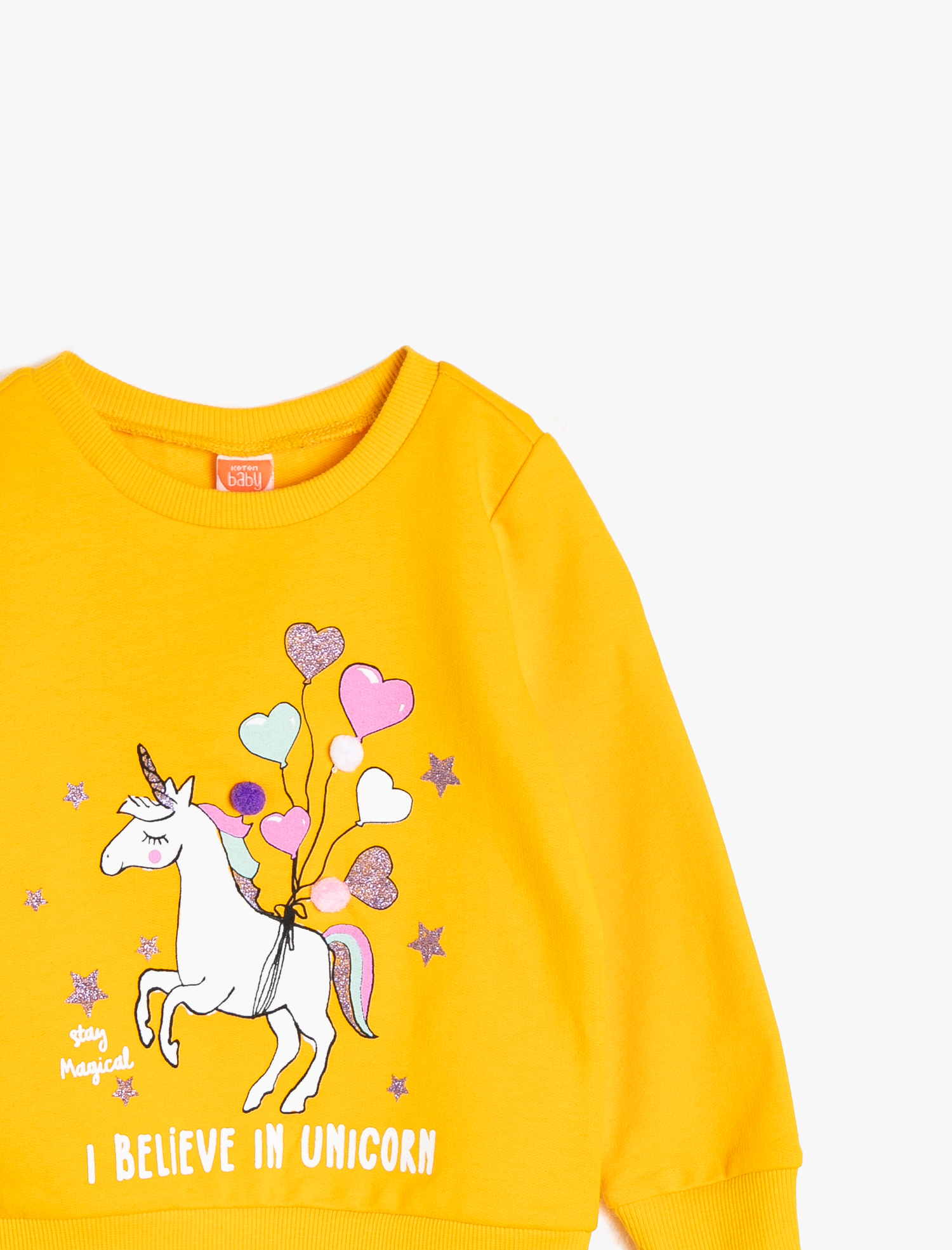  Kız Bebek Sweatshirt Simli Uzun Kollu Bisiklet Yaka