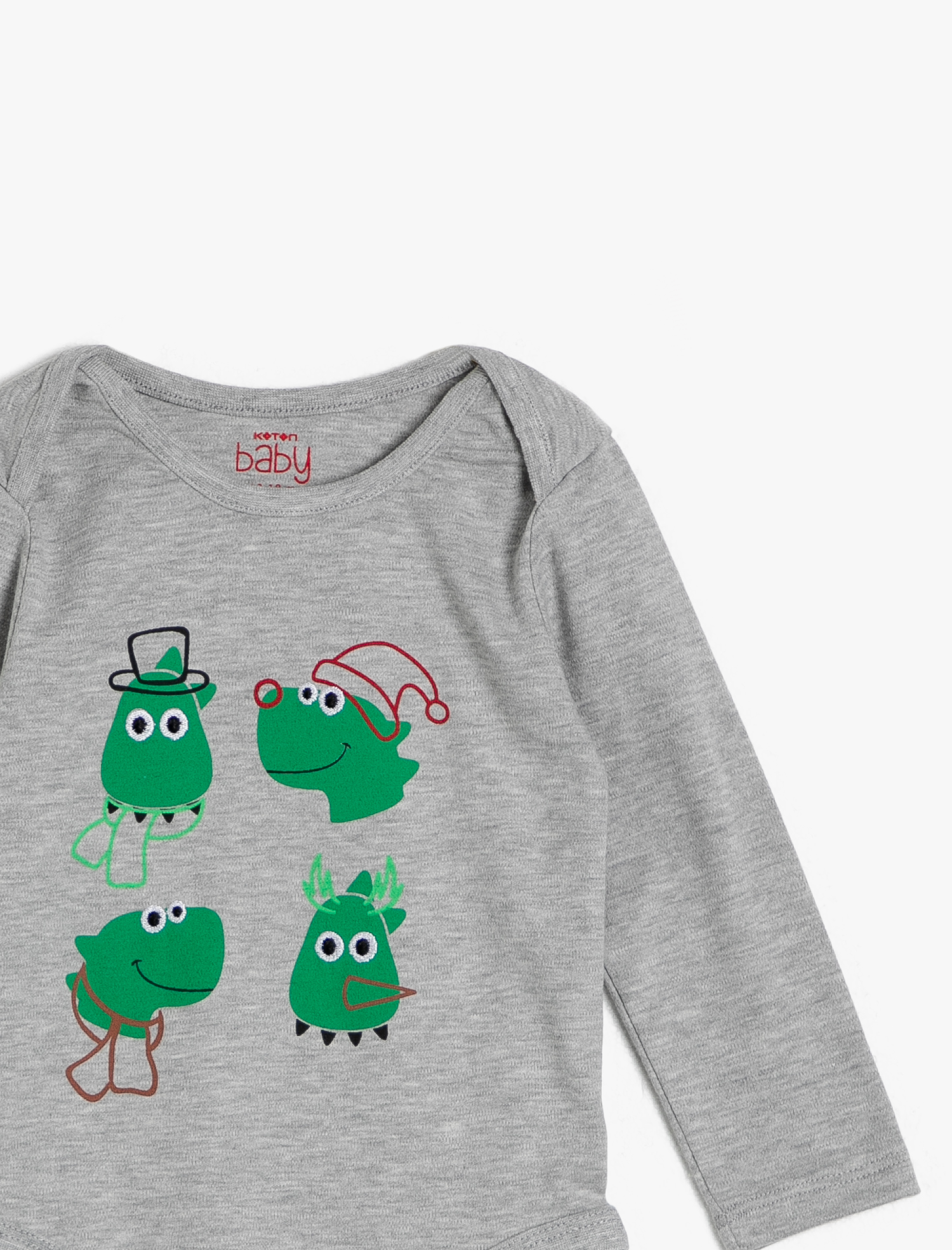 Erkek Bebek Baskılı Uzun Kollu Çıtçıtlı Body