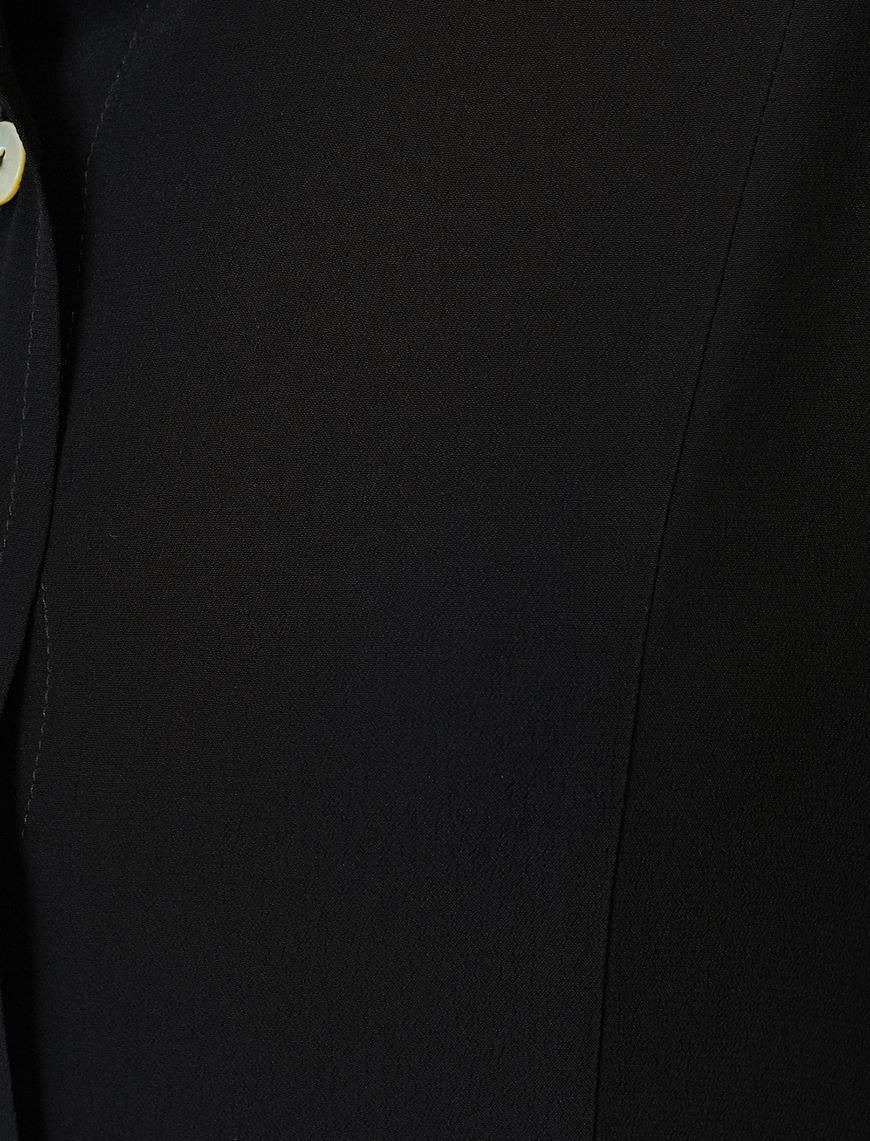   Gömlek Yaka Düğme Detaylı Kısa Kollu Uzun Elbise