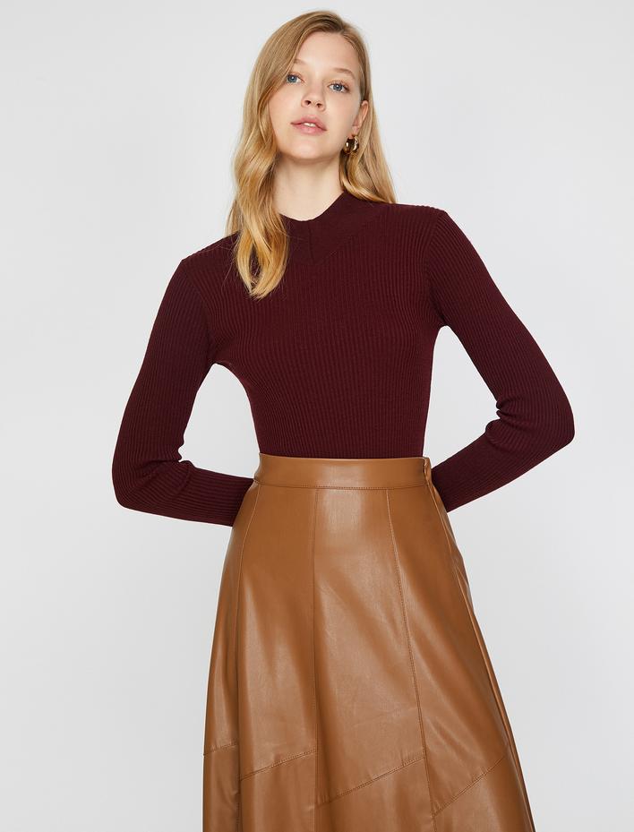  Yaka Detaylı Triko Kazak