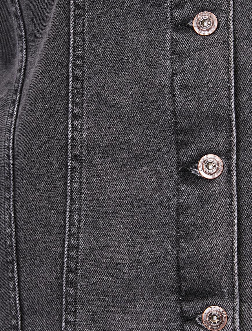   Cep Detaylı Jean Ceket