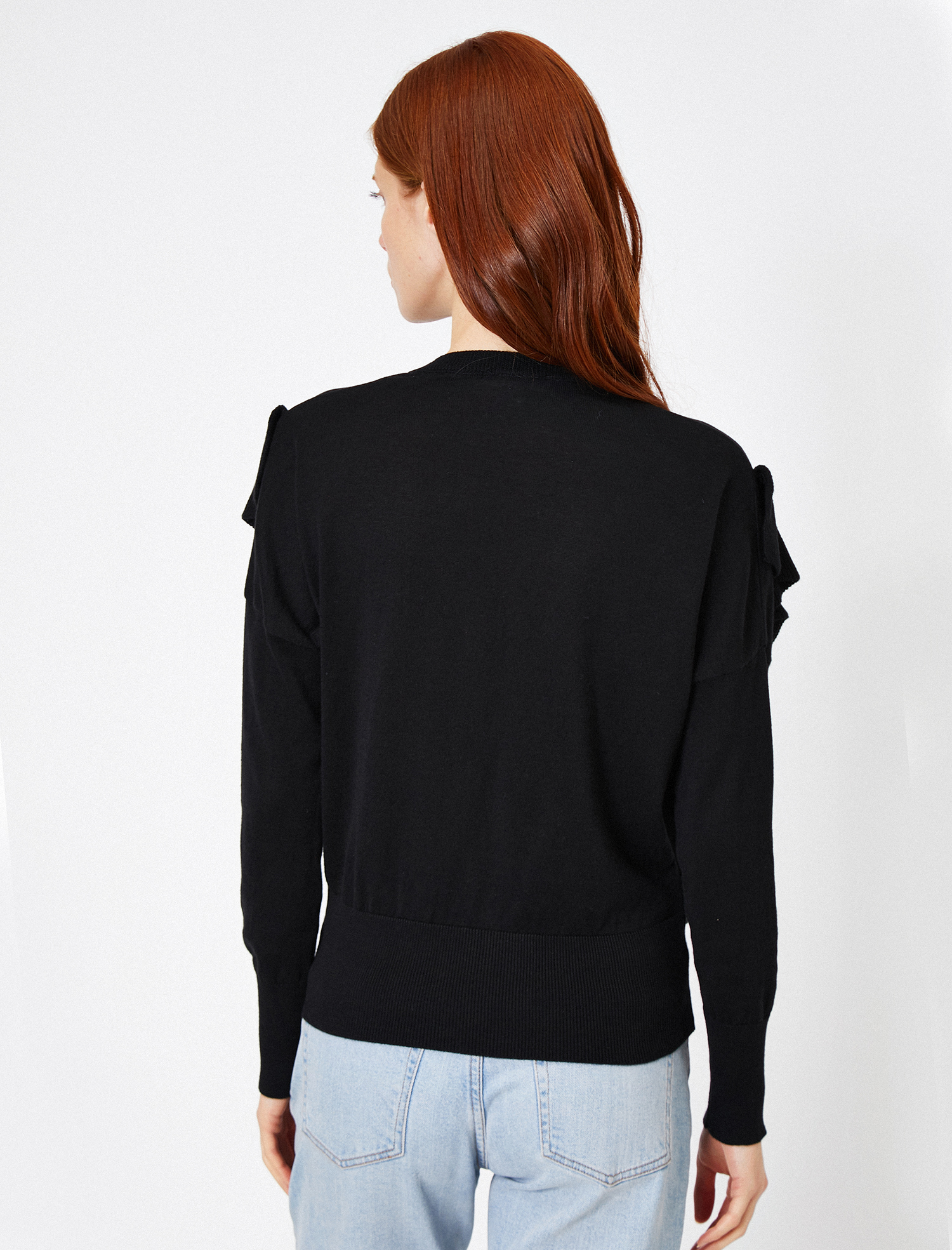   Fırfır Detaylı Triko Kazak