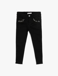 Kot Pantolon Cepli Pamuklu Metal Aksesuar Detaylı - Slim Jean