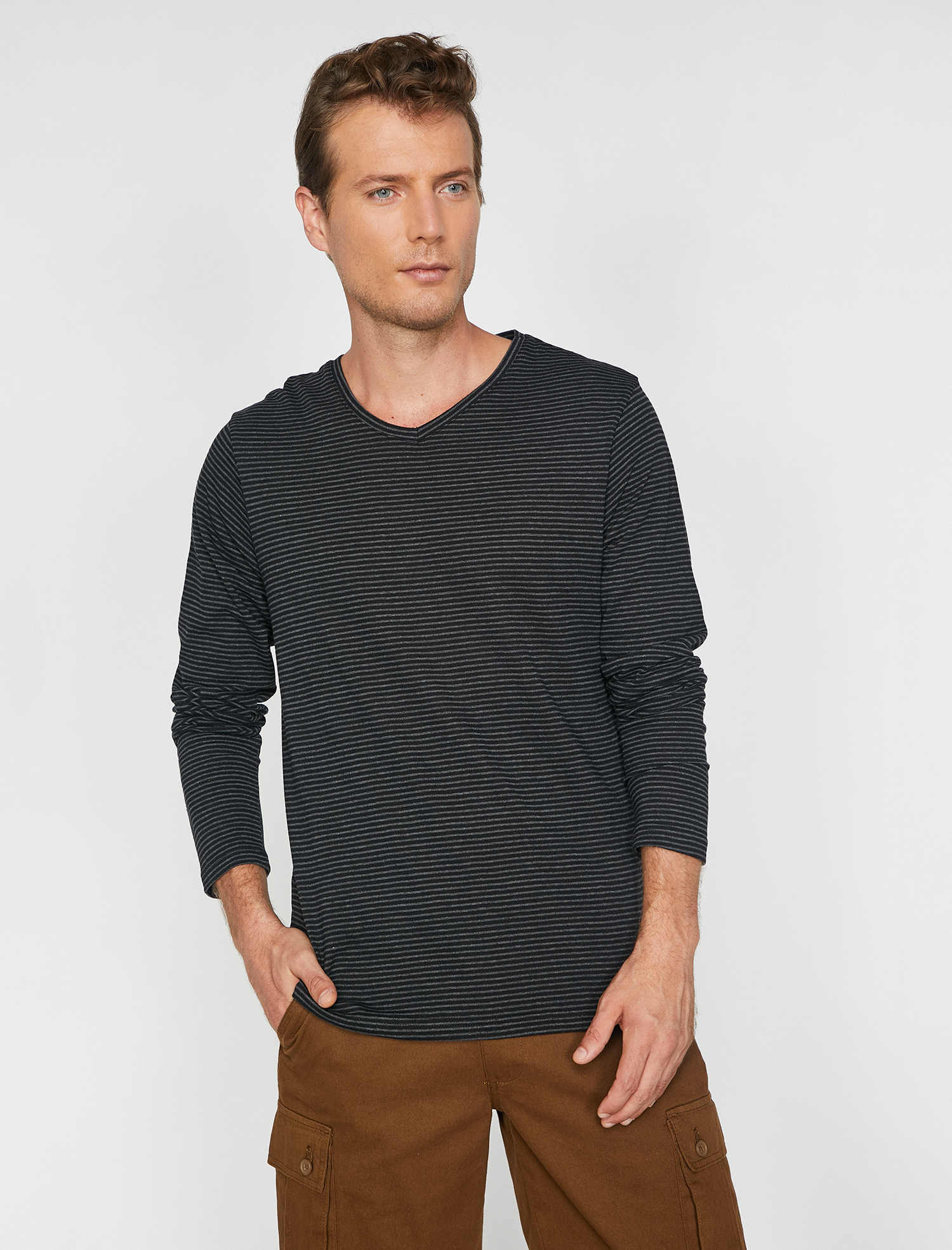   Çizgili Tişört Uzun Kollu