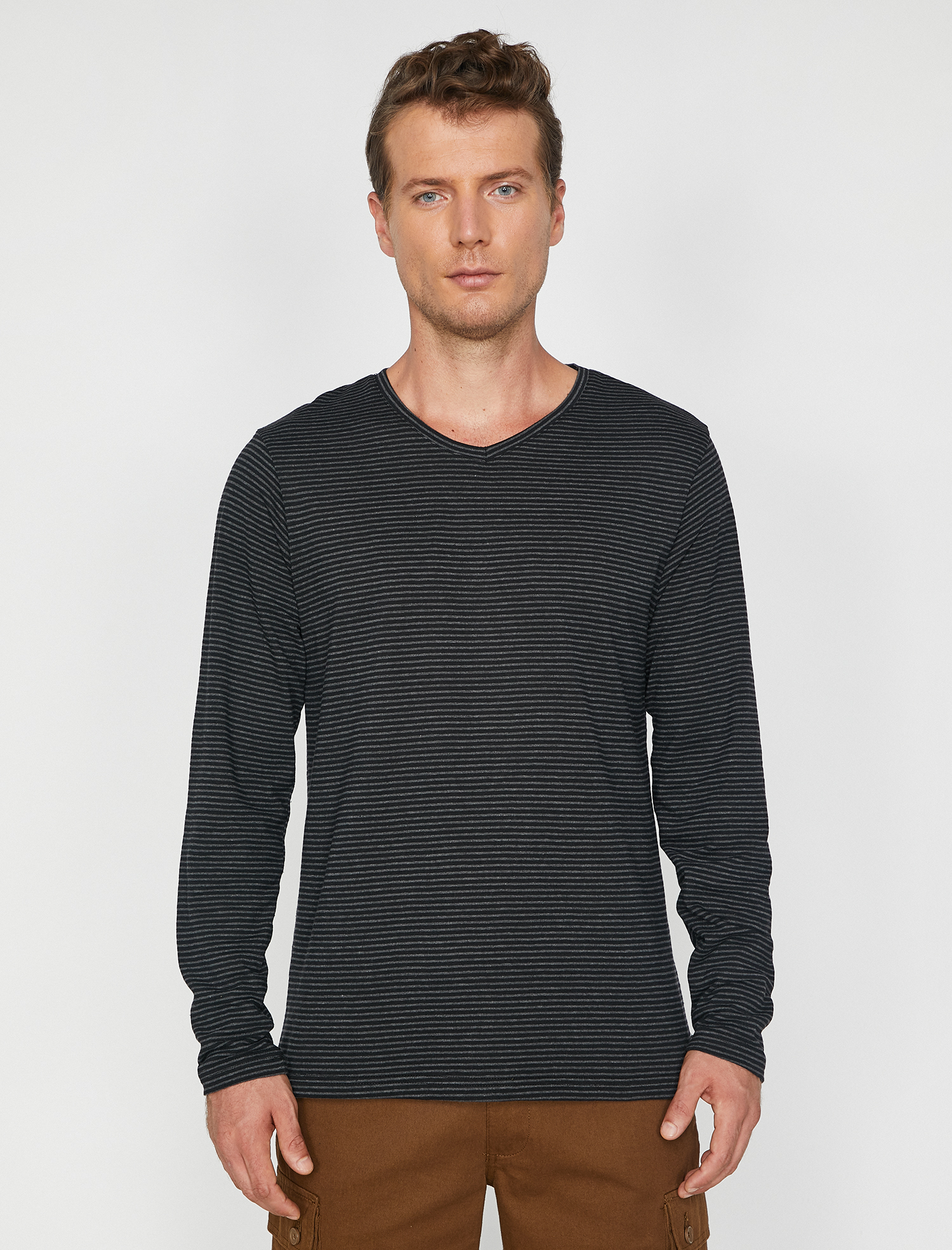   Çizgili Tişört Uzun Kollu