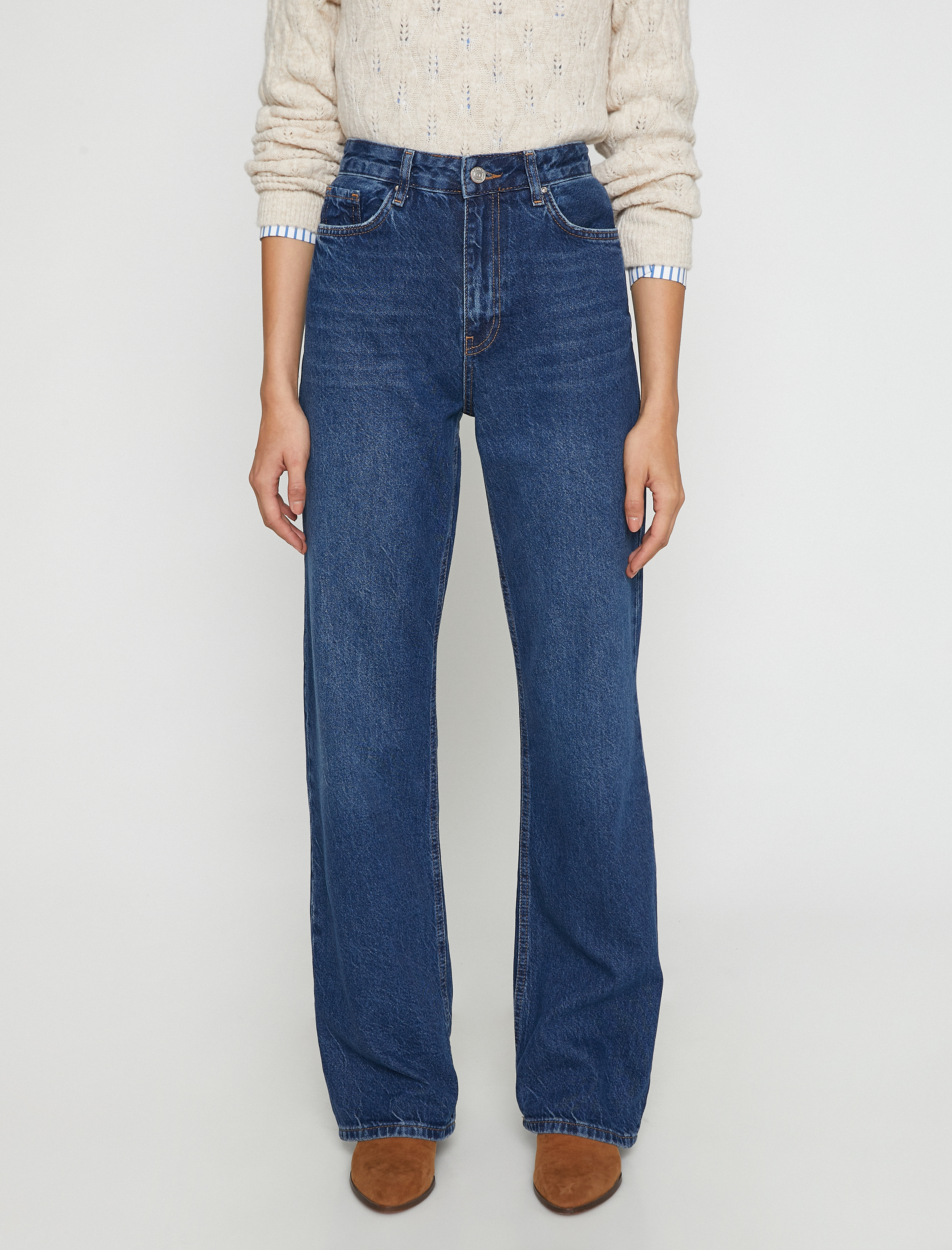   Yüksek Bel Düz Paça Kot Pantolon