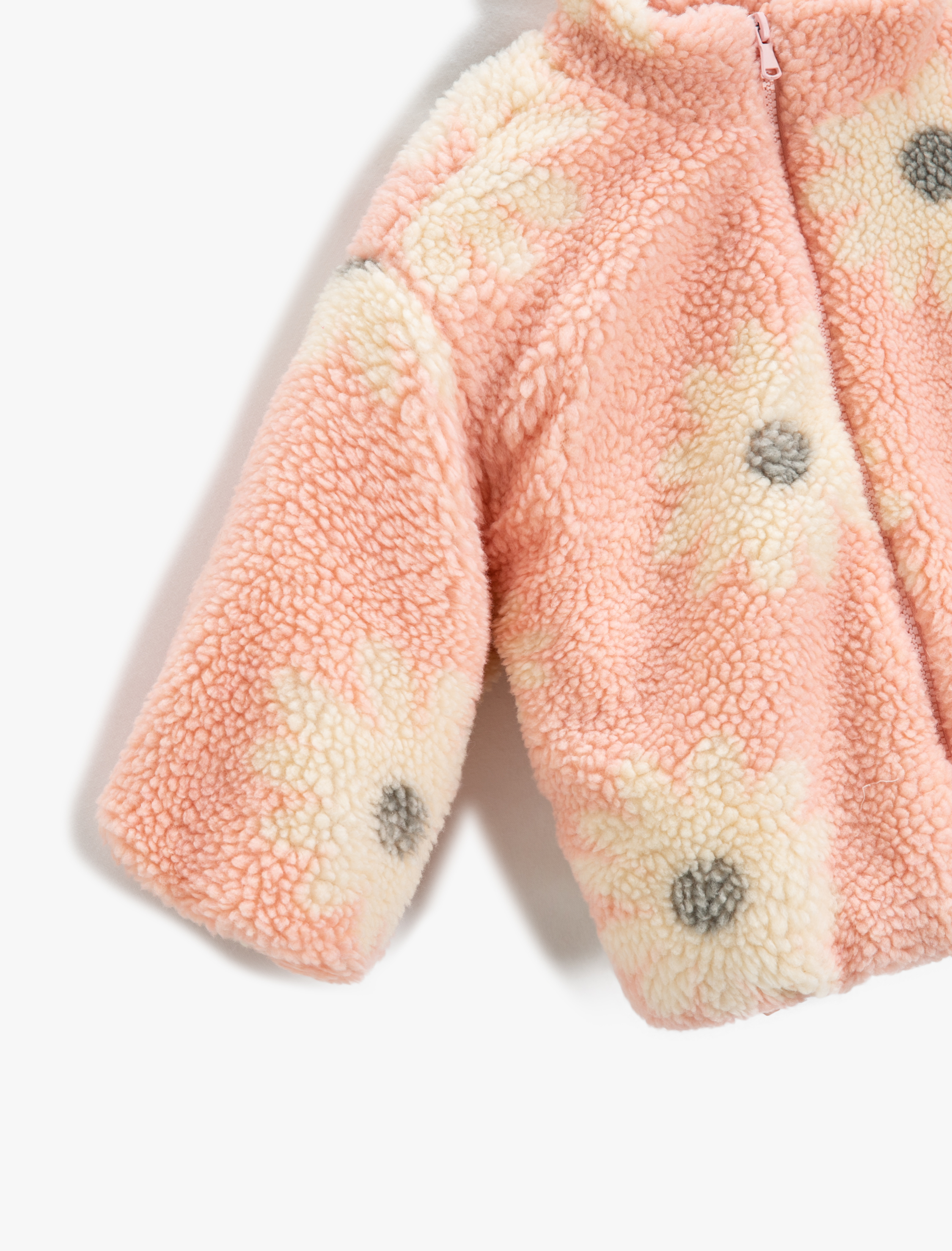  Kız Bebek Peluş Mont Dik Yaka Fermuarlı