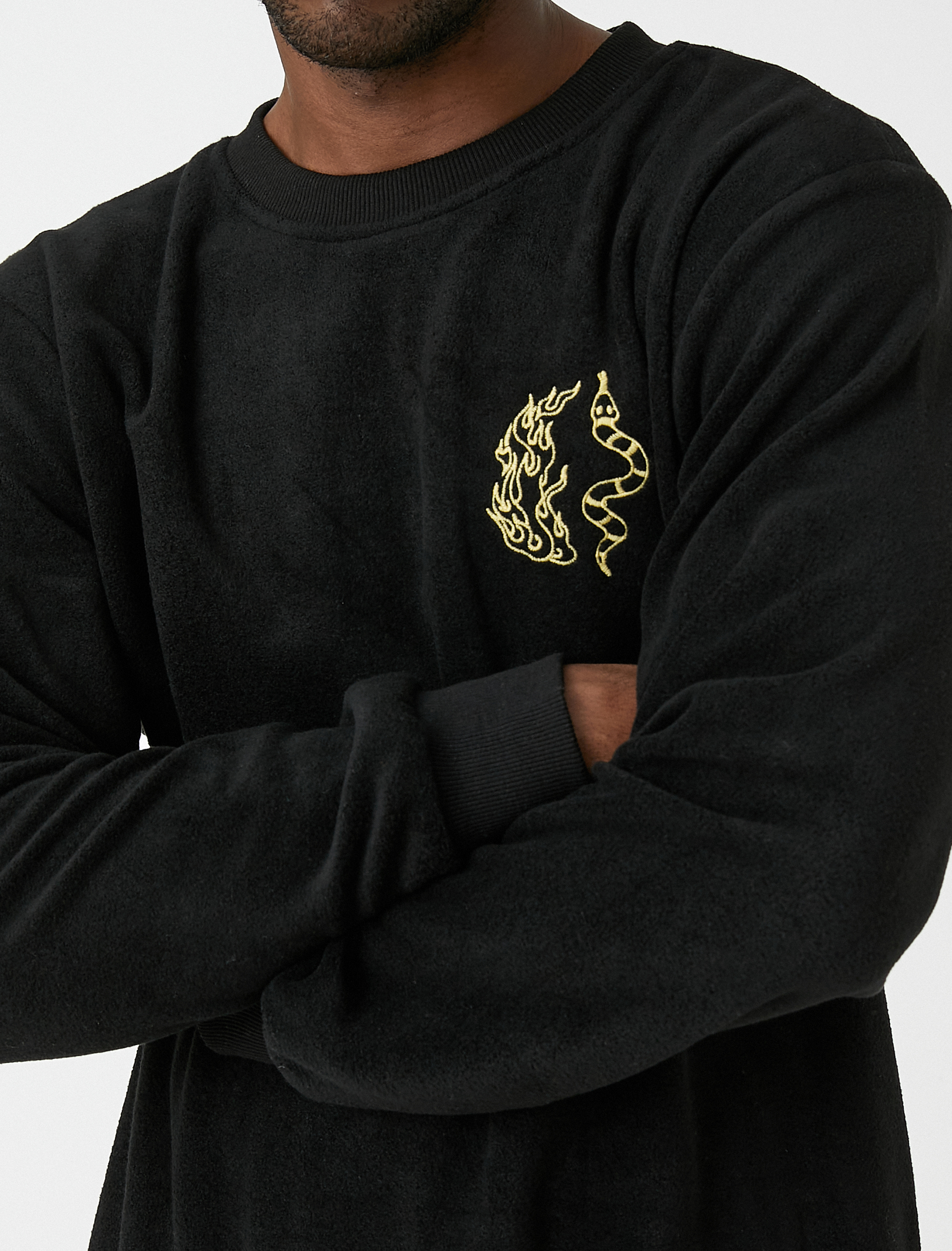   Yılan Baskılı Sweatshirt Bisiklet Yaka