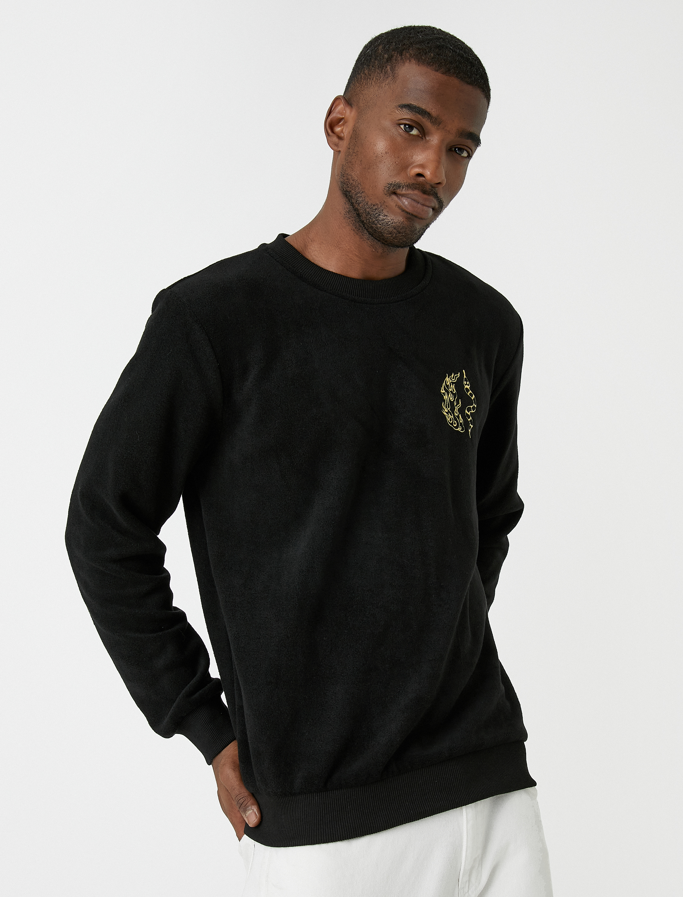   Yılan Baskılı Sweatshirt Bisiklet Yaka