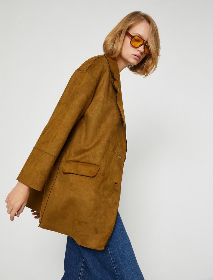  Süet Görünümlü Blazer Ceket