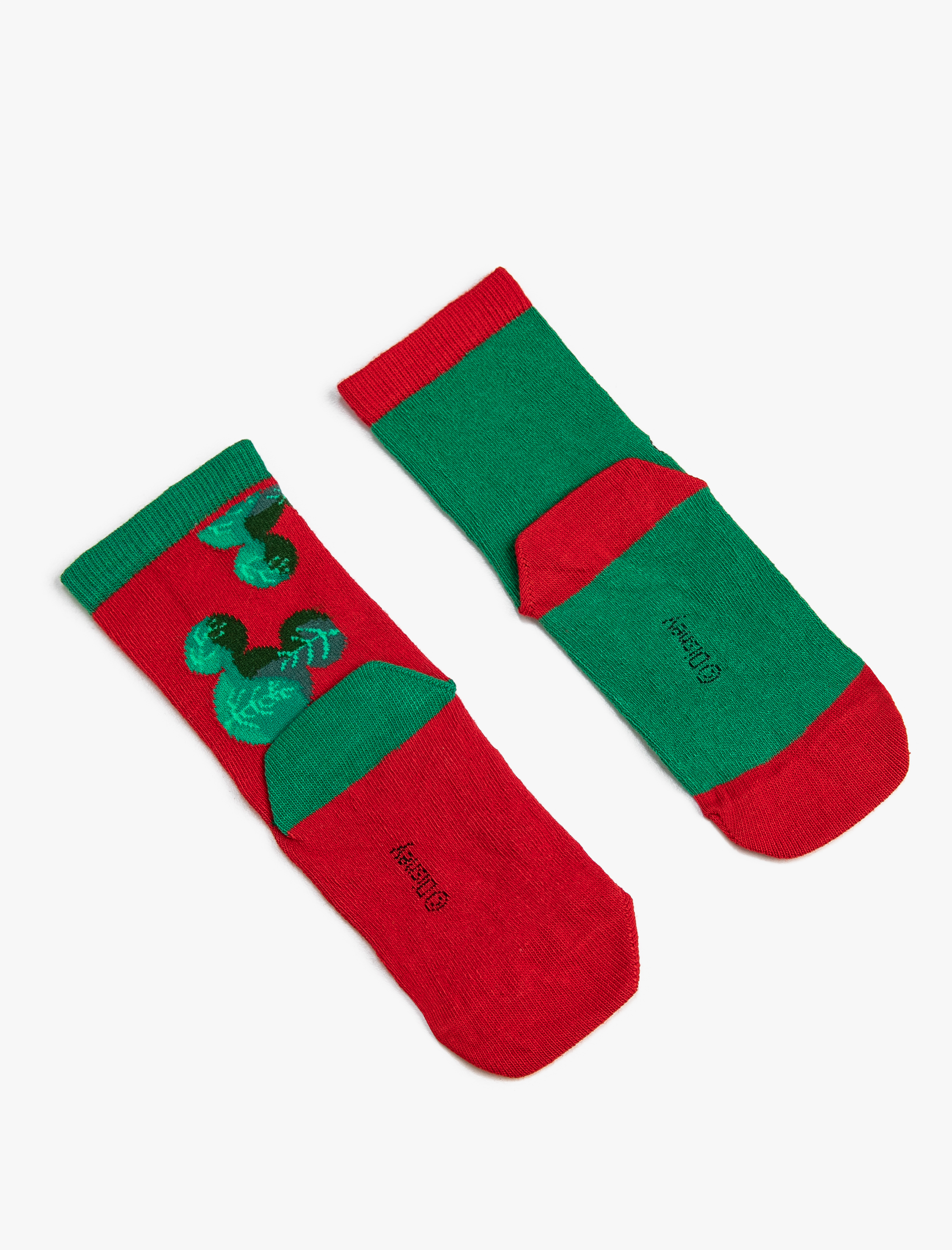  Kız Çocuk 2'li Minnie ve Mickey Mouse Baskılı Çorap Lisanslı