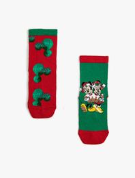 2'li Minnie ve Mickey Mouse Baskılı Çorap Lisanslı