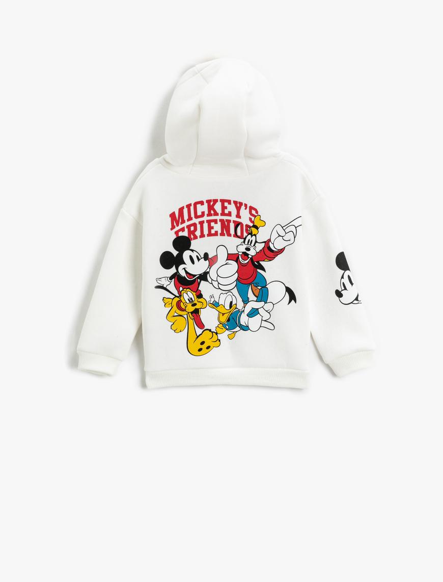  Erkek Bebek Mickey Mouse ve Arkadaşları Baskılı Lisanslı Kapüşonlu Sweatshirt