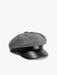 Kasket Şapka Suni Deri Görünüm Detaylı