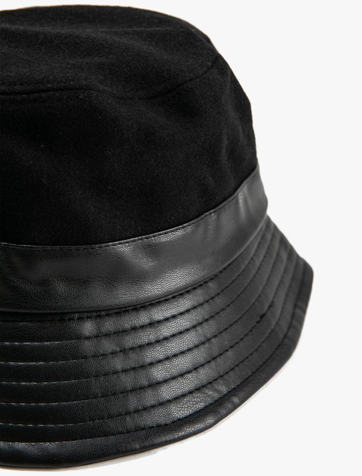 Kadın Bucket Şapka Suni Deri Görünüm Detaylı
