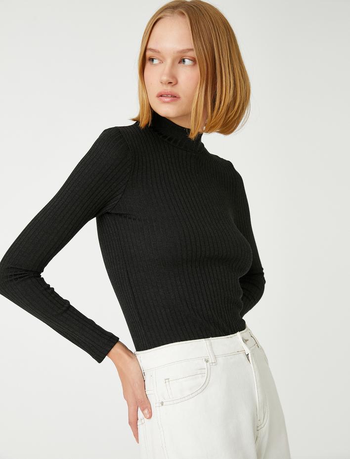  Uzun Kollu Body Dik Yaka