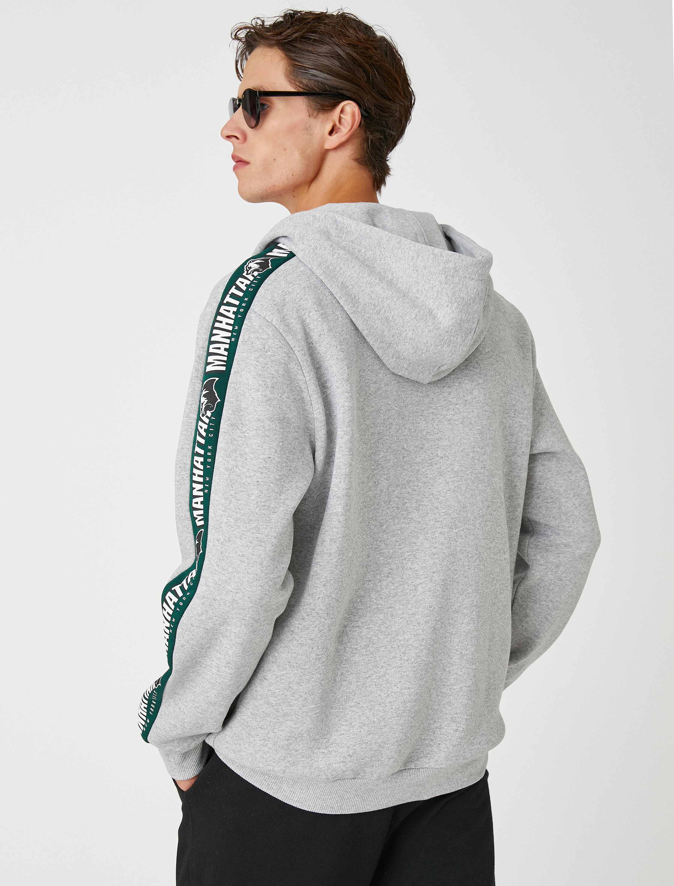   Kolej Kapşonlu Sweatshirt Şardonlu Fermuarlı