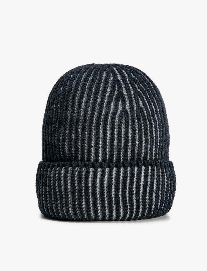 Erkek Basic Örgü Bere Katlama Detaylı