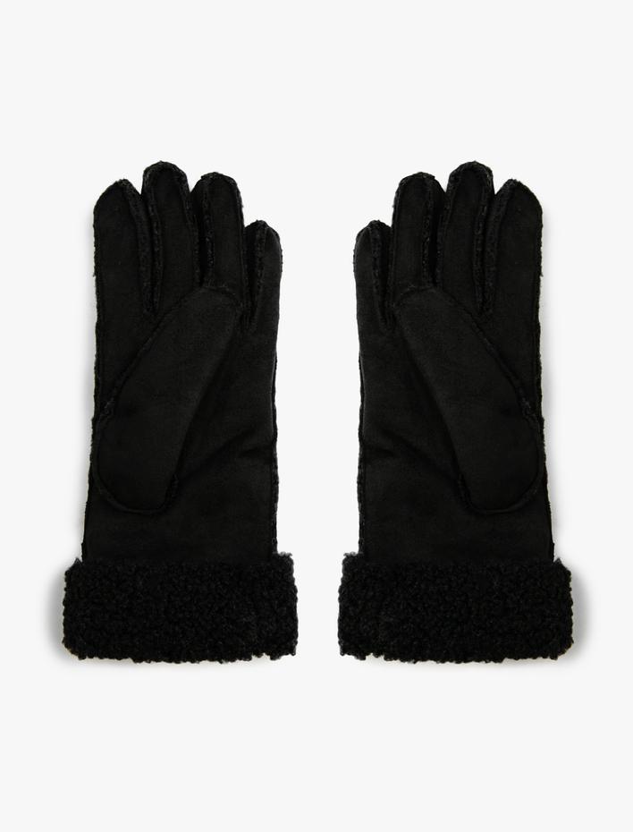 Kadın Eldiven İçi Peluş Astarlı Peluş Detaylı