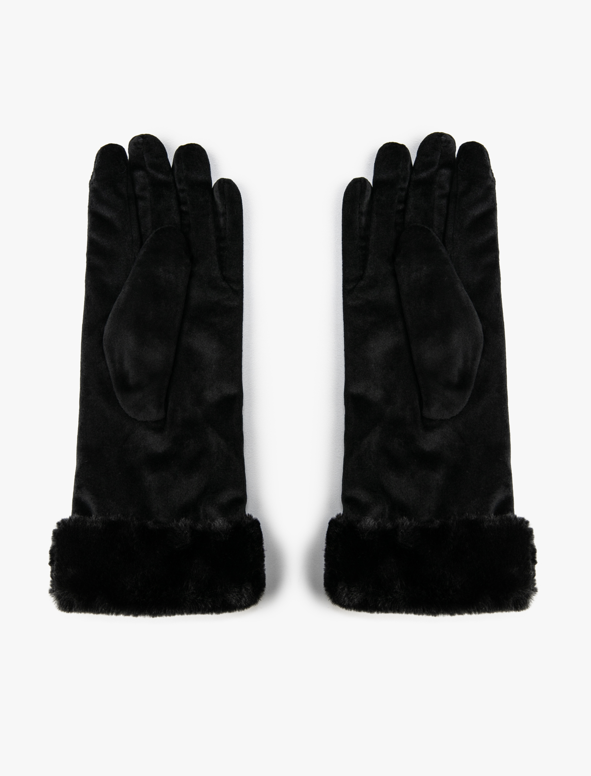  Kadın Suni Kürk Detaylı Eldiven İçi Peluş Astarlı