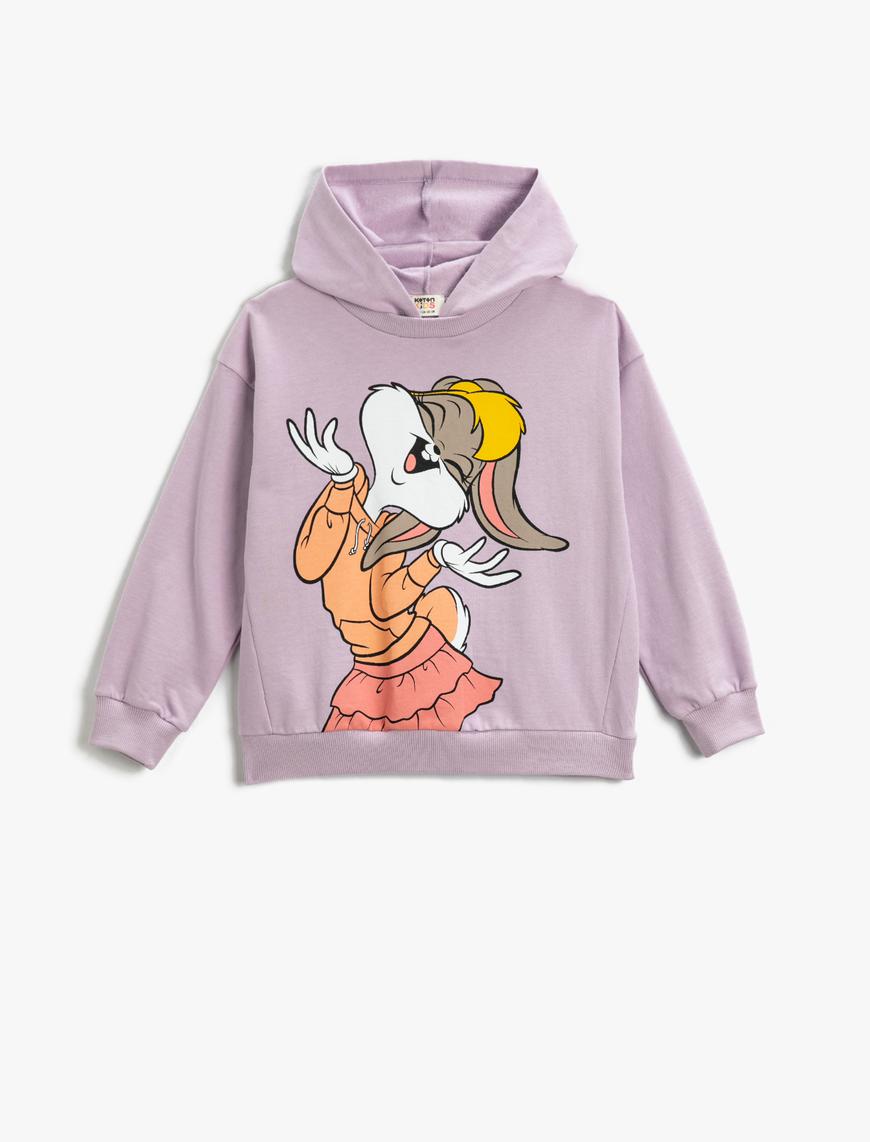  Kız Çocuk Lola Bunny Baskılı Lisanslı Kapüşonlu Sweatshirt