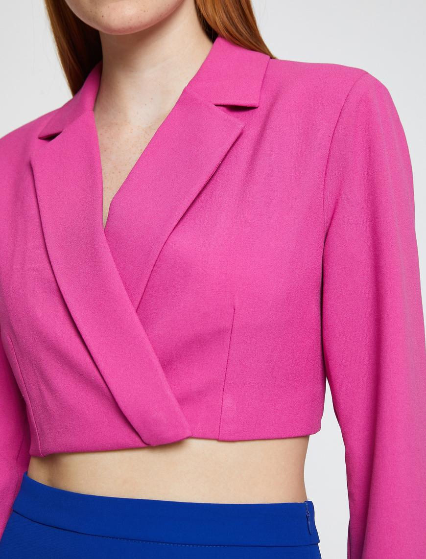   Crop Blazer Ceket Kruvaze Kapama