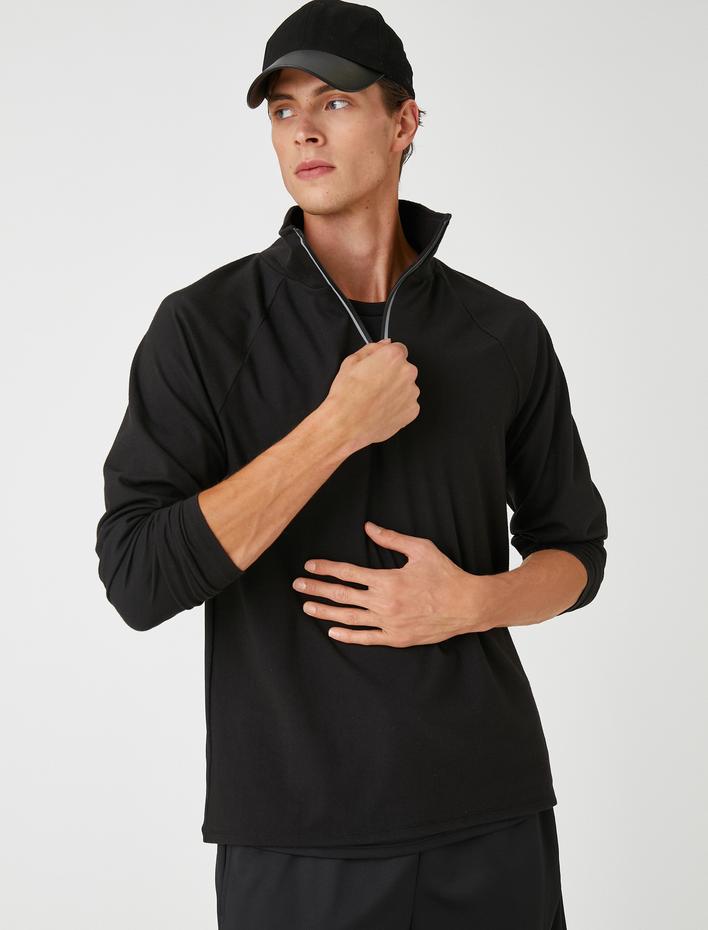  Şardonlu Spor Sweatshirt Dik Yaka