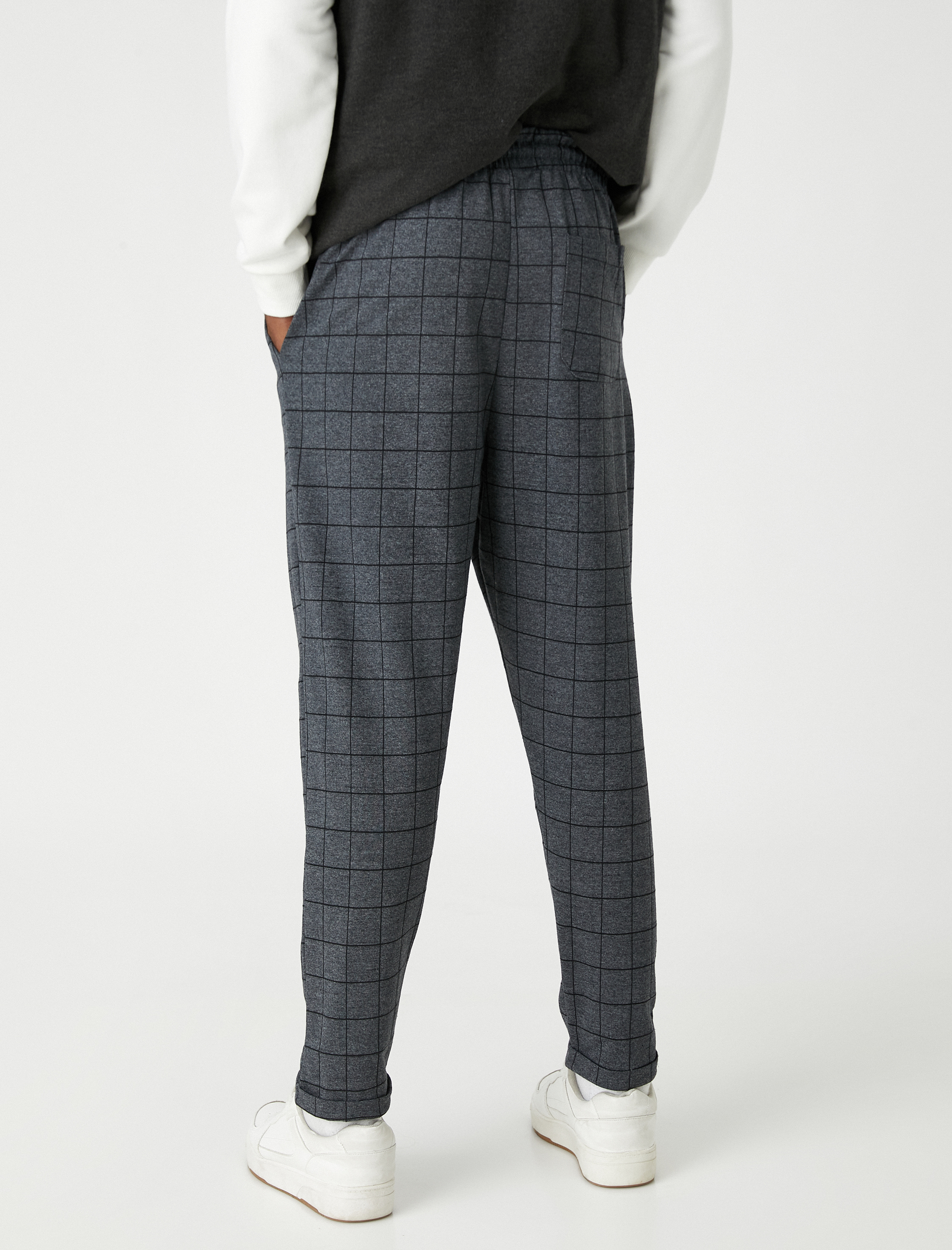   Ekoseli Eşofman Altı Beli Bağcıklı