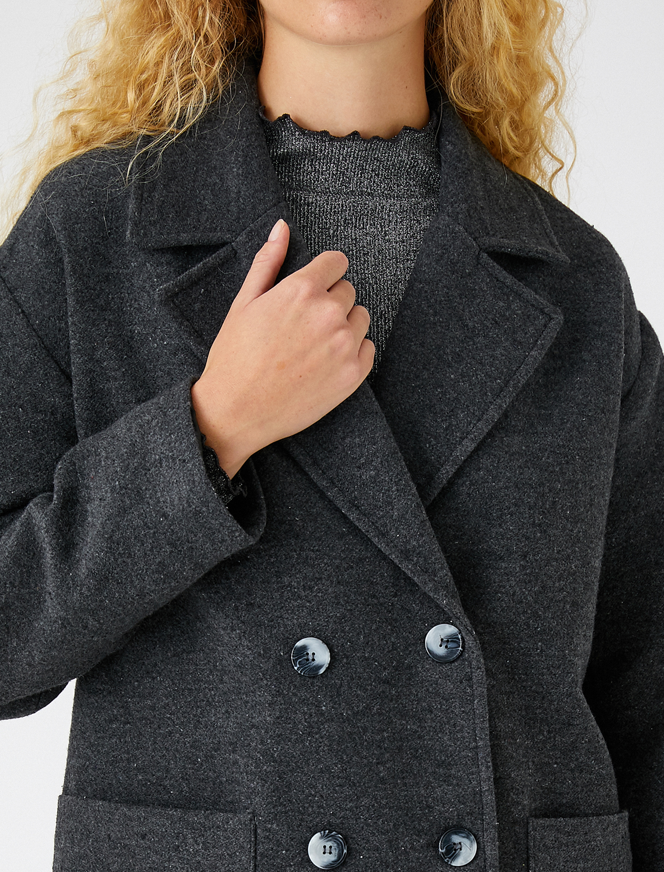   Kruvaze Cepli Kısa Kaban