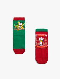 2'li Snoopy Baskılı Çorap Lisanslı
