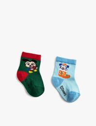 2'li Mickey Mouse Baskılı Çorap Lisanslı