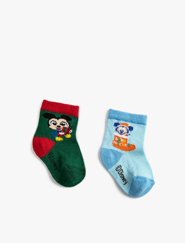 Erkek Bebek 2'li Mickey Mouse Baskılı Çorap Lisanslı