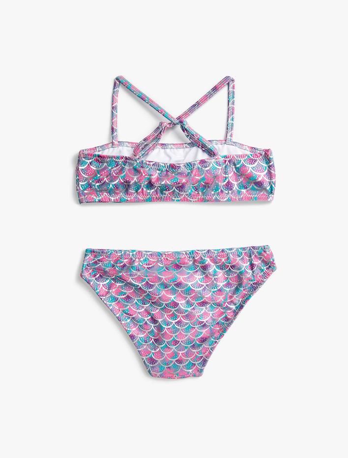 Kız Çocuk Bikini Takımı Parlak Askılı Fırfırlı