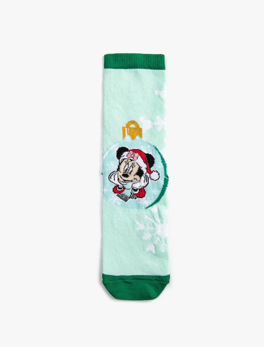  Kadın Yılbaşı Temalı Minnie Mouse Çorap Lisanslı Baskılı
