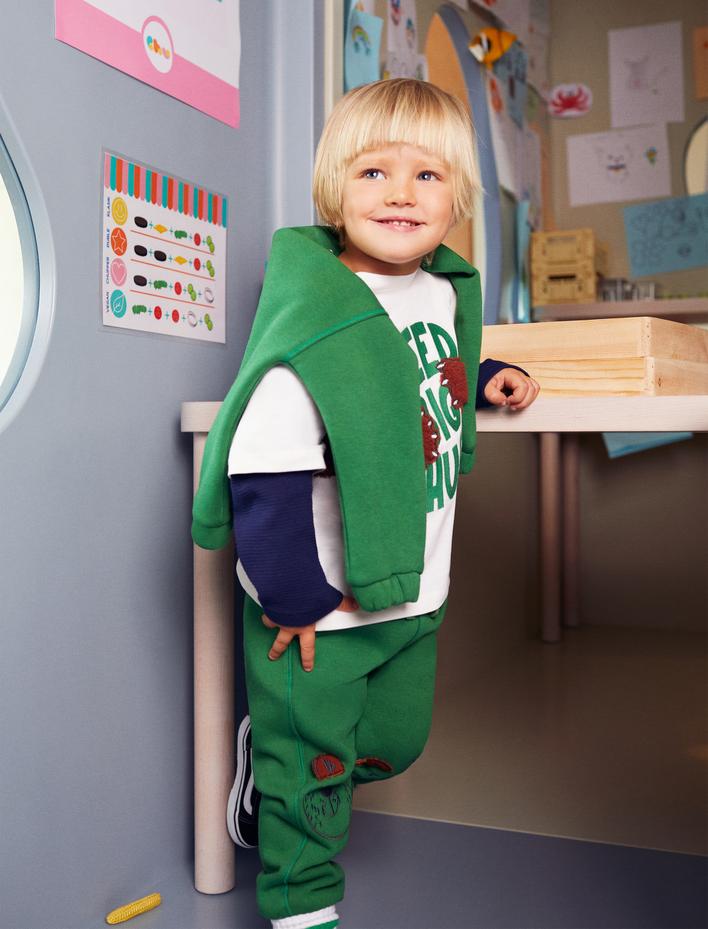 Erkek Bebek Ayıcık Aplike Detaylı Sweatshirt Çıtçıtlı