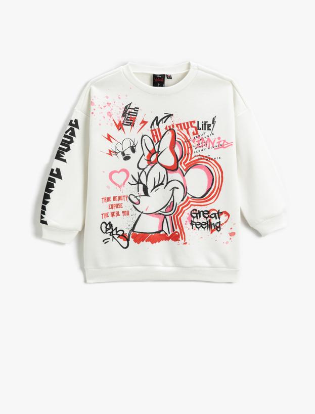 Kız Çocuk Minnie Mouse Baskılı Lisanslı Sweatshirt