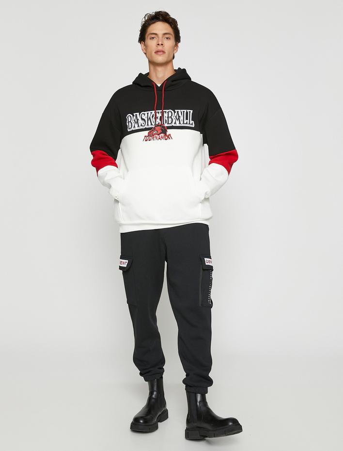  Basketbol Baskılı Sweatshirt Şardonlu Kapşonlu