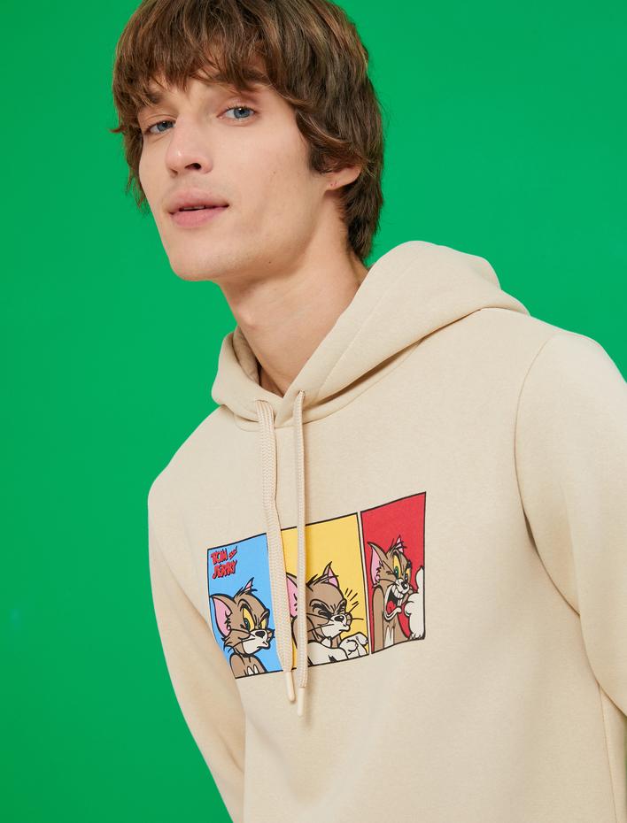  Tom ve Jerry Kapşonlu Sweatshirt Şardonlu Lisanslı Baskılı
